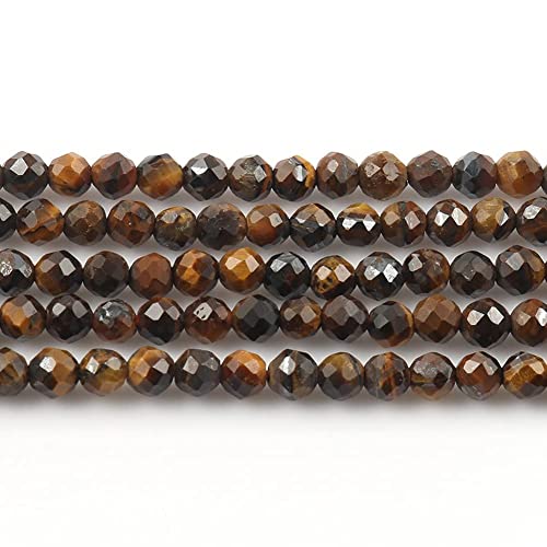 180pcs 2mm Natural Yellow Tiger Eye Gemstone Beads Faceted Round Loose Stone Beads for Jewelry Making - color: Yellow Tiger Eye, size: 1.9-2.4mm