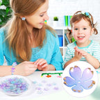 100pcs Cherry Blossom Beads, 5-Petal Gradient Acrylic Flower Beads, Mini Spacer Hair Accessories Halloween Christmas for Bracelets Earring Jewelry Making- Blue & Purple1 - color: Blue & Purple1