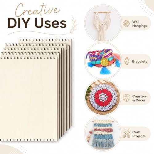 Minatee 36 Pcs Beginners Wooden Loom Notched Weaving Loom Basket Weaving Tools for Kids Adult Art Craft Activity Jewelry Motor Skills Crochet Knitting Sewing Teaching Educational, 6 x 9 in