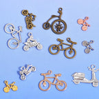 stino Metal Charms for Jewelry Making 100gram, Bulk Tibetan Silver & Gold Plated Trinkets for Earring Necklace Jewelry Making and Findings - color: Bike Silver & Gold