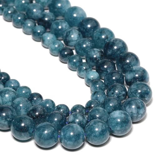 Stone Beads, 60pcs Blue Apatite, 6mm Round Loose Beads for Jewelry Making, Bracelets, with Bag, String & Card - color: Blue Apatite, size: 6mm