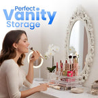 Masirs Clear Makeup Organizer - 16-Compartment Cosmetic and Jewelry Holder with 4 Drawers - Vanity Storage Box for Makeup, Skincare, Accessories, and Jewelry Display - size: 4-drawer | 16 Compartments