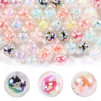 15Pcs Acrylic Beads Round 16mm UV Bead in Bead with Butterfly Print Fit for DIY Jewelry Bracelet Necklace Keychain Beadable Pens Mobile Phone Chain Making Cute (Butterfly-White) - color: Butterfly-White