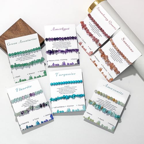 Healing Crystal Bracelets for Women 2 PCS 6mm Natural Stone Bracelet Stretch Crystal Beaded Bracelets Handmade Gemstone Bracelet Jewelry Gifts Christmas Gifts for Women Girls - style: amethyst
