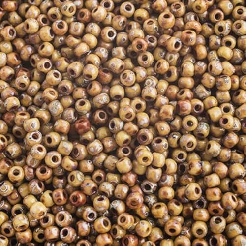 Miyuki Seed Bead 11/0 APX. 22 - g OP. Brown Picasso Japanese Glass Seed Beads - color: Brown Picasso