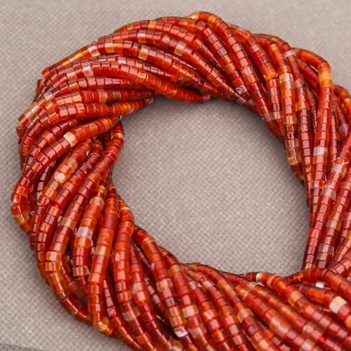 BONNY BOXX 150PCs Natural Carnelian Spacer Beads, Loose Semi Precious Flat Round Gemstone Heishi Disc Stone Beads for Beading Jewelry Making 4mm*2mm - color: Carnelian, size: 4MM*2MM