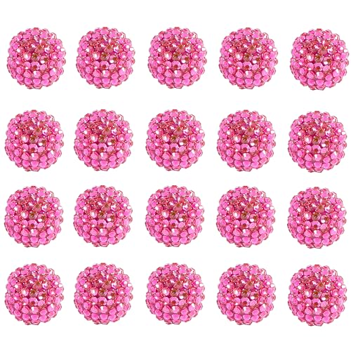 20mm Rhinestone Beads for Pens, 20pcs Chunky Large Spacer Bead for DIY Pens Phone Chain Keychain Candy Sparkle Bling Ball Beads Bulk(Rose) - color: AB Rose 20MM 20PCS, size: 20MM