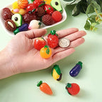 Craftdady Fruit Dangle Charms Pendants Cute Resin Food Pendants Apple Orange Pineapple Strawberry Pendants Lovely Vegetable Mushroom Charms for DIY Craft Earring Bracelet Necklace Jewelry Making - color: Mixed Shape