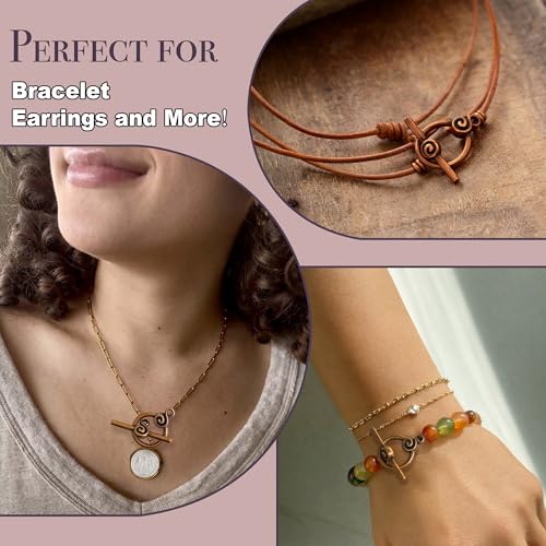 Heather's cf Toggle Jewelry Clasps – Durable Quality, Antique Swirling Copper Finish Toggle Clasps & Closures for Necklace, Bracelet & Charms – Ideal for DIY, & Jewelry Making – Medium (Set of 23) - color: Medium copper toggle clasp