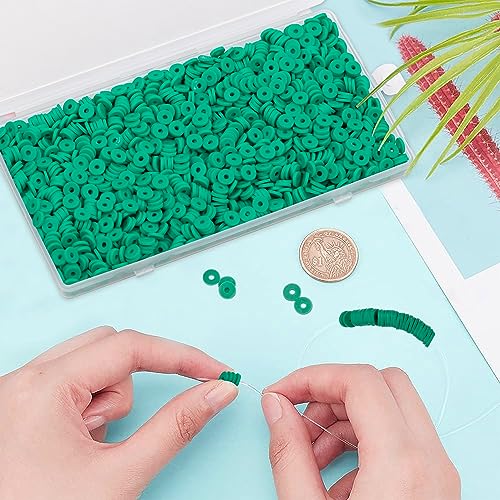 2000Pcs White Clay Beads Polymer Clay Spacer Beads Flat Beads 6mm Round Heishi Vinyl Beads for DIY Craft Gift Adults Bracelets Necklace Jewelry Making Earring Accessories (Turquoise) - color: Turquoise