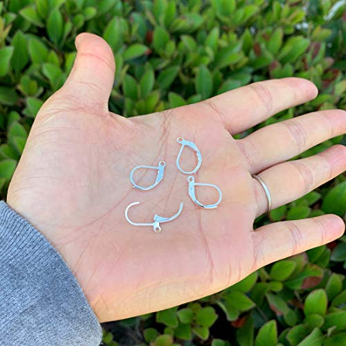 20pcs Adabele Hypoallergenic Tarnish Resistant 19mm Earring Hooks Strong Leverback Ear Wire Open Jump Ring Sterling Silver Plated for DIY Craft Earrings Jewelry Making BF195 - color: Silver/design #2, size: 19mm (0.75 inch) - 20pcs