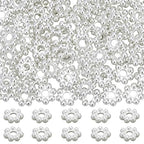 Beebeecraft 1 Box 80Pcs Flower Spacer Beads 925 Sterling Silver Plated 304 Stainless Steel 4mm Daisy Spacer Beads for Bracelet Necklace Earring Jewelry Making - color: Silver, size: 4mm