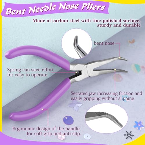 SPEEDWOX Bent Needle Nose Pliers With Serrated Jaw Mini Bent Long Nose Pliers Needle Remover Pliers Fishing Tools Precision Pliers for Jewelry Making Wire Bending and Small Object Gripping - style: Bent Needle Nose Pliers