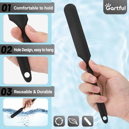 Gartful 6PCS Silicone Spatula Sticks, Non-Stick Epoxy Resin Mixing Sticks Scraper Tools, Reusable Stirring Rods for Resin, Paint, Waxing, Liquid, Arts Crafts Supplies, Facial Mask, Black - color: Black