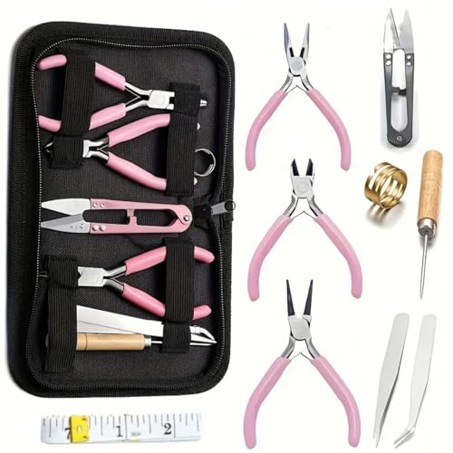 Jewelry Making Tools Kit: 6pc Set, Including Needle Round Nose, Wire Cutters, Crimper & End Nippers for Beading & Craft