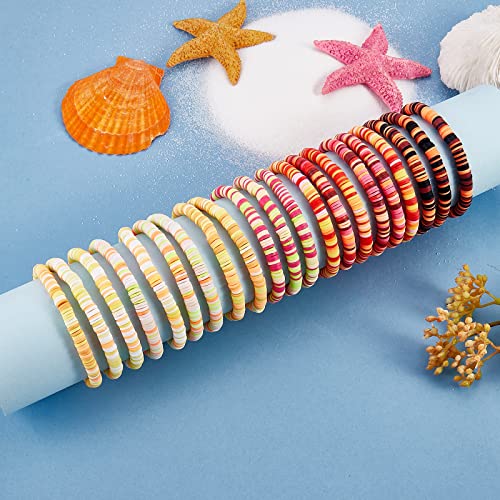 Ornaland Heishi Surfer Bracelets Set Polymer Clay Heishi Beads Stretch Bracelets Multi-Layer Stackable Friendship Bracelets Bohemia Summer Beach Jewelry for Women - color: Yellow