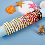 Ornaland Heishi Surfer Bracelets Set Polymer Clay Heishi Beads Stretch Bracelets Multi-Layer Stackable Friendship Bracelets Bohemia Summer Beach Jewelry for Women - color: Yellow