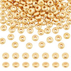 PH PandaHall 200pcs 18K Gold Flat Spacer Beads, 5mm Rondelle Heishi Beads Disc Loose Bead Metal Spacers for Heishi Clay Bead Summer Stackable Necklace Bracelet Jewelry Making - size: 1.5mm