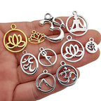 100g(80pcs) Craft Supplies Antique Silver Yoga OM Lotus Flower Charms for Jewelry Making Crafting Findings Accessory for DIY Necklace Bracelet (M294) - color: M294