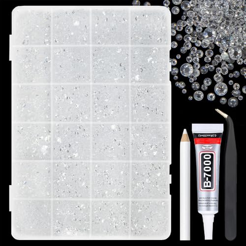qiipii Transparent Clear Resin Rhinestones w B7000 Jewelry Glue for Bedazzling Crafting 2mm-6mm Flatback Jelly Stones Diamonds Gems Crystals Charms for Nails Face Eyes Makeup Tumblers Crafts Clothes - color: Transparent, size: Jelly Ab