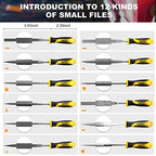 TARIST 19PCS Metal & Rasp File Set with Tool Bag, Includes Flat/Half-Round/Round/Triangle steel file, Half-Round wood file, 4 Way File and 12pcs Needle Files, Work for Metal, Wood and more - style: File Set - 19 pcs