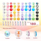 180 PCS Focal Beads for Pen Making, Include 100 PCS 20mm Rhinestone Beads 20 PCS 16mm Bubblegum Bead and 60 PCS Rondelle Spacer Bead, Perfect for DIY Pen Keychain Bracelets Jewelry - color: 180 PCS Round Beads