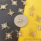 Crystal Zirconia Gold Plated Brass Charms for Jewelry Making Bracelet Necklace Earring Pendant Craft Supplies DIY Accessories - color: StarB-White-8Pcs