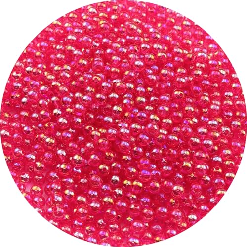 1000pcs 6mm Acrylic Round Beads AB Colors Acrylic Beads Round Spacer Beads with Hole for DIY Bracelet Necklace Jewelry Making Supplies Handmade Craft(Rose Red AB) - color: Rose Red AB, size: 6mm