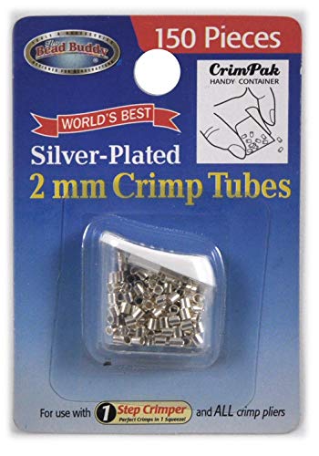 Bead Buddy Jewelry Making Kit Bundle, 1 Step Crimper Tool with 50 Tubes, 150 Gold & 150 Silver 2mm Crimp Tubes, 25ft Satin Silver Beading Wire, DIY Bracelet & Necklace Supplies