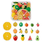 Craftdady Fruit Dangle Charms Pendants Cute Resin Food Pendants Apple Orange Pineapple Strawberry Pendants Lovely Vegetable Mushroom Charms for DIY Craft Earring Bracelet Necklace Jewelry Making - color: Mixed Color, Mixed Shape