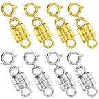 OHINGLT 925 Sterling Silver Magnetic Necklace Clasps and Closures,Gold and Silver Magnetic Clasp Converter for Jewelry Making Supplies,Chain Extender Connector for Small Necklace Bracelet - color: 8Pcs Gold & Silver
