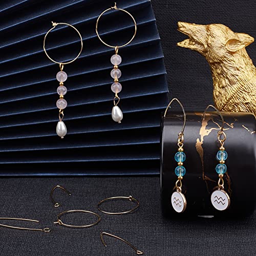 SUNNYCLUE 1 Box 40Pcs 20 Pairs 18K Gold Plated Earring Hooks for Jewelry Making Ear Wires Brass Earring Hooks and Hoop Earrings Making Supplies Jewelry Findings - color: 40pcs Mixed Style 18k Gold Plated Earring Hooks