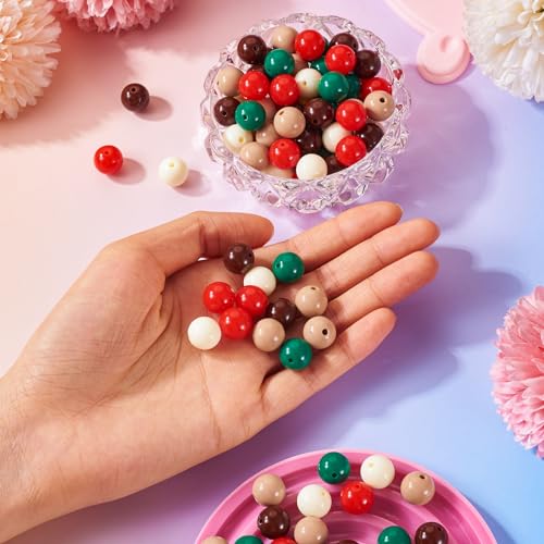 100 Pcs 11.5-12mm Bubblegum Beads Opaque Acrylic Chunky Loose Spacer Round Focal Beads for Jewelry Making Bracelet Necklace Keychain Craft Art Making,Hole:1.8mm,Antique White - color: Antique White