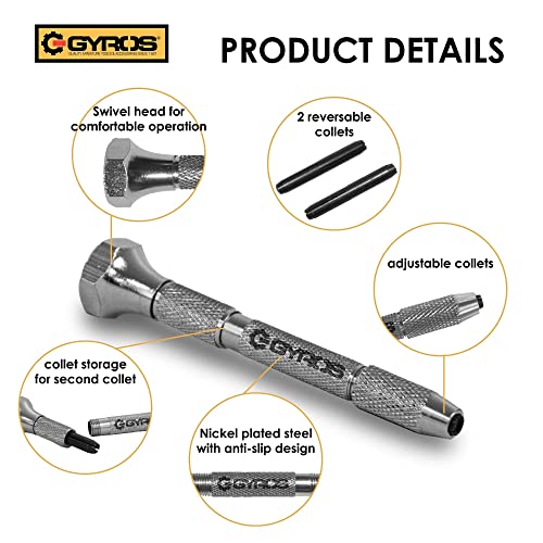 Gyros Pin Vise Hand Drill with Swivel Head and Mini Twist Drill Bit Set #50-60 11 Piece Micro Drill Bit Set Professional Bundle for Jewelry Making, Hobby, Crafts and DIY