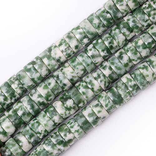 Natural Stone Heishi Beads for Necklace Making, 4 mm x 6 mm Small Flat Round Stone Loose Disc Gemstone Beads for Jewelry Making Craft Bracelet Earrings Necklace - Black Lattice Jasper - color: Black Lattice Jasper, size: 4mm X 6mm