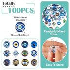 100Pcs/Set Flat Round Transparent Glass Cabochons with Pattern Eye Flatback Glass Dome Flatback Cab Beads for Photo Cameo Jewelry Making Necklace Ring DIY Crafts 12x4mm Evil Eye - color: 100Pcs-12x4mm-Evil Eye