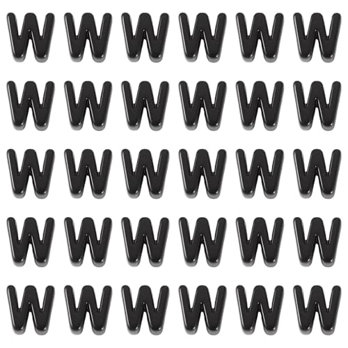 FASHEWELRY 30Pcs Acrylic Letter W Beads with Large Hole Big Plastic Letter Blocks European Beads 3D Letters Chunky Vowel Initial Alphabet Bead for Key Chains Necklace DIY Arts Craft Projects - color: Black, size: W