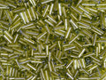 Czech Bugle Beads 40 gr / 1.4 oz Glass Tube Size #3 7mm (Yellow Silver Lined) - color: Yellow Silver Lined