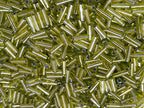 Czech Bugle Beads 40 gr / 1.4 oz Glass Tube Size #3 7mm (Yellow Silver Lined) - color: Yellow Silver Lined