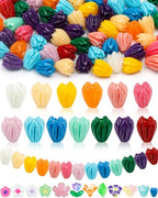 FIVEIZERO 100PCS Resin Flower Beads, 13 Colors Hawaiian Crown Floral Bead Charms for Bracelets, Necklaces & DIY Jewelry Making Crafts - color: Resin Flower Bud