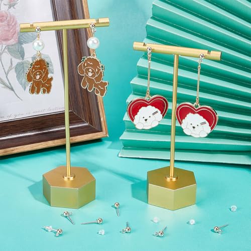 Beebeecraft 1 Box 100Pcs Ball Stud Earring Findings Stainless Steel Rose Gold Stud Post Earrings Components with Loop and 100Pcs Plastic Ear Nuts for Women Jewelry Making - color: Rose Gold, size: 4mm Ball