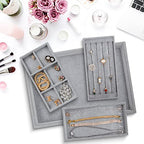 Houseables Jewelry Drawer Organizer, Jewelry Organizer For Drawer, Velvet Tray, Box Divider Inserts, Box Inserts, Flat Stackable Trays, Earring, Ring, Necklace, Bracelet, Display, Vanity Dresser, Safe