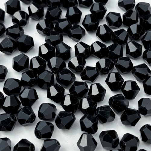 200pcs 6mm Bicone Glass Crystal Beads for Jewelry Making, Faceted Bicone Glass Spacer Beads for Bracelet Earring Necklace DIY Craft(Black) - color: Black, size: 6mm