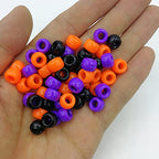 Looconi 1000 Pieces 6x9mm Black Orange Purple Acrylic Plastic Pony Beads for Halloween - color: Halloween1000