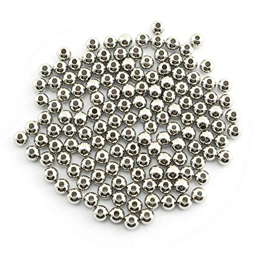 100-Pack 304 Stainless Steel Smooth Round Spacer Beads 2mm Hole,Seamless Loose Beads for Jewelry Making Findings DIY Crafts Accessories 6mm(Silver) - color: SILVER, size: 6x2