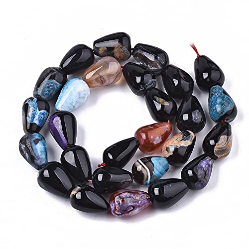 Craftdady 25pcs Teardrop Natural Fire Agate Stone Beads Polished Gemstone Loose Beads Healing Chakra Energy Crystal Beads 14x10mm for Bracelet Necklace Earring Jewelry Making - color: Crackle Agate