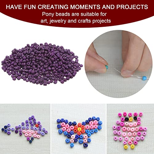 HARFINGTON 2000Pcs Small Glass Beads 6/0 4mm Loose Tiny Round Small Beads for Bracelet Earring Rings Jewelry Making, Dark Purple - color: Dark Purple