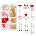 SUNNYCLUE 1 Box DIY 9 Pairs Valentine's Earring Making Kits Heart Enamel Charms Wood Pendants & Glass Beads & Earring Hooks for Women Beginners DIY Earring Jewelry Making