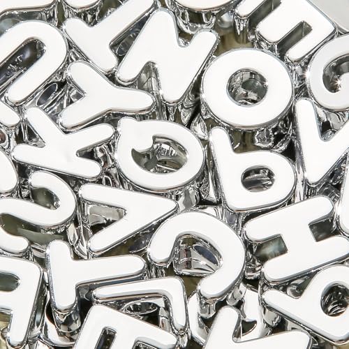 78pcs Large Letter Beads Big Chunky Letter Bead A-Z Acrylic Alphabet Bubble Beads for Paracord Bead Bag Charm Keychains Crafts Education Leaning (Silver) - color: silver