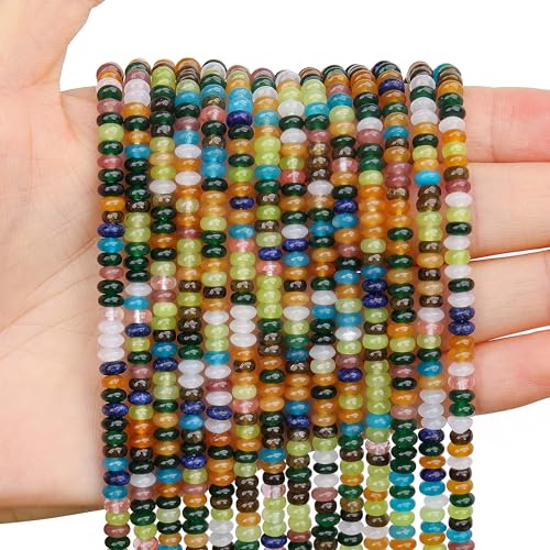 BONNY BOXX 1 Strand (150PCs) Natural 2 * 4mm Colorful Rondelle Beads, Natural Abacus Disk Stone Beads Loose Spacer Gemstone for DIY Bracelet Necklace Jewelry Making - color: Mix Colors 5, size: 2*4MM
